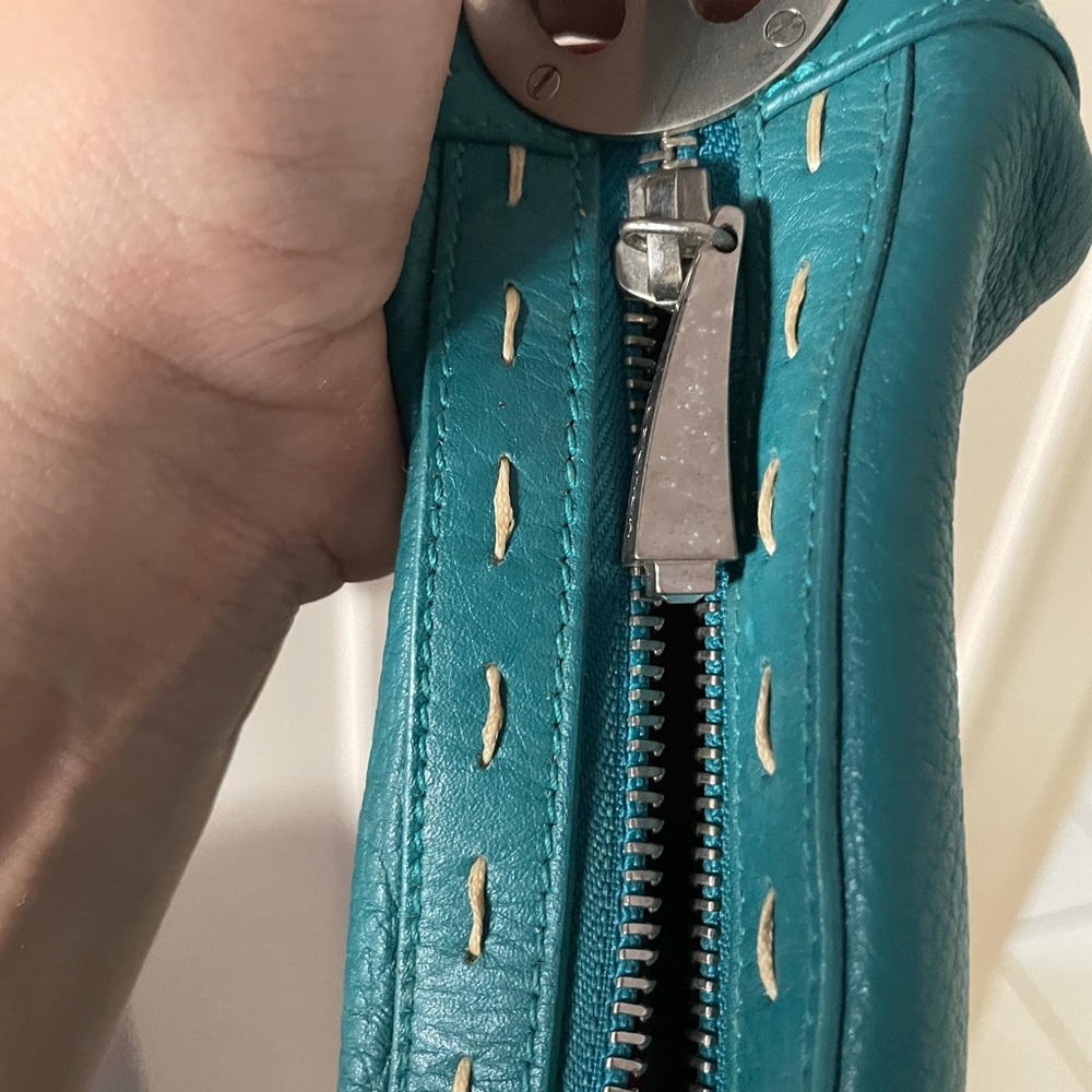 Escada Authentic Leather Turquoise/Teal Purse - image 8